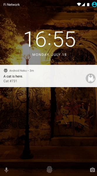 選擇一種食物後過一段時間，系統會通知有貓咪被吸引過來了！（翻攝自AndroidCentral）