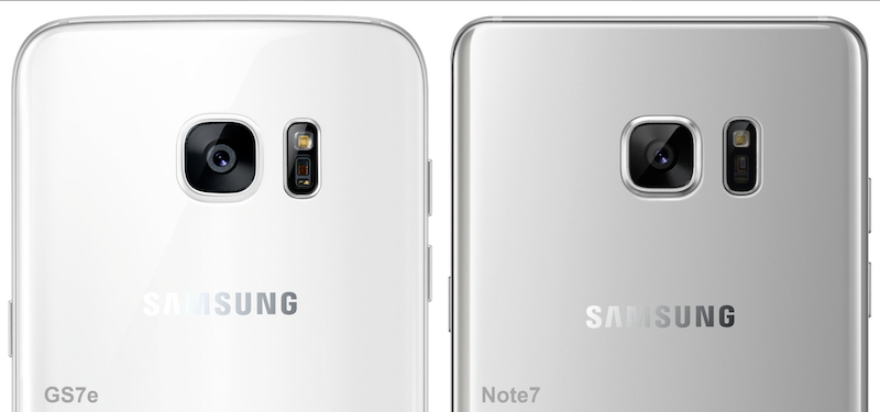 S7 Edge(左)與 Note 7(右)在機身相機配置上是相同的(圖片來源/擷取自 OnLeaks Twitter 頁面)