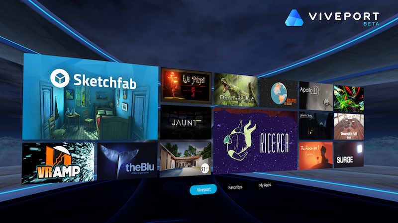可以從「Vive-Home」介面進入  Viveport(圖片來源/HTC)