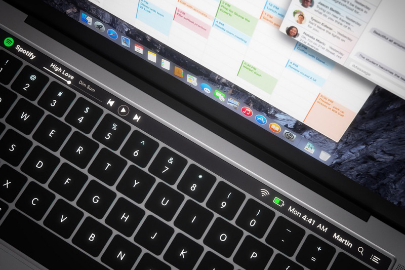 Martin Hajek 設計的 OLED Touch Bar 構想圖(圖片來源/擷取自Macrumors)