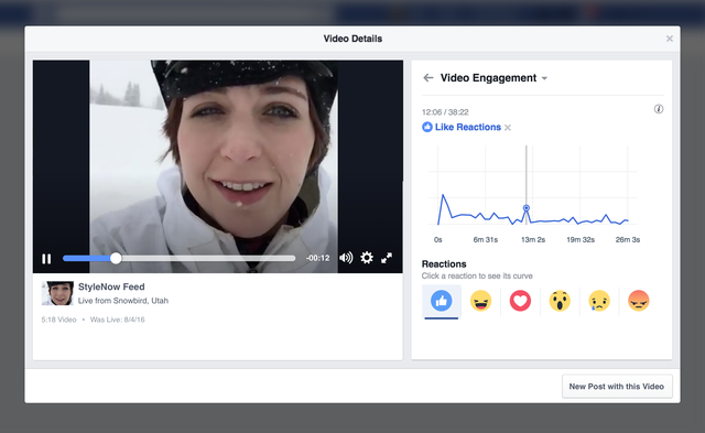Facebook 影片分析工具可以看到直播中用戶的互動狀況(圖/Facebook)
