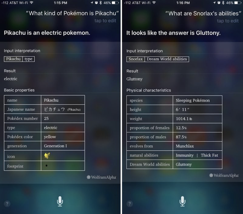 詢問 Siri 單一 Pokemon,得到的卻是超專業表格(圖片來源/擷取自 Reddit)