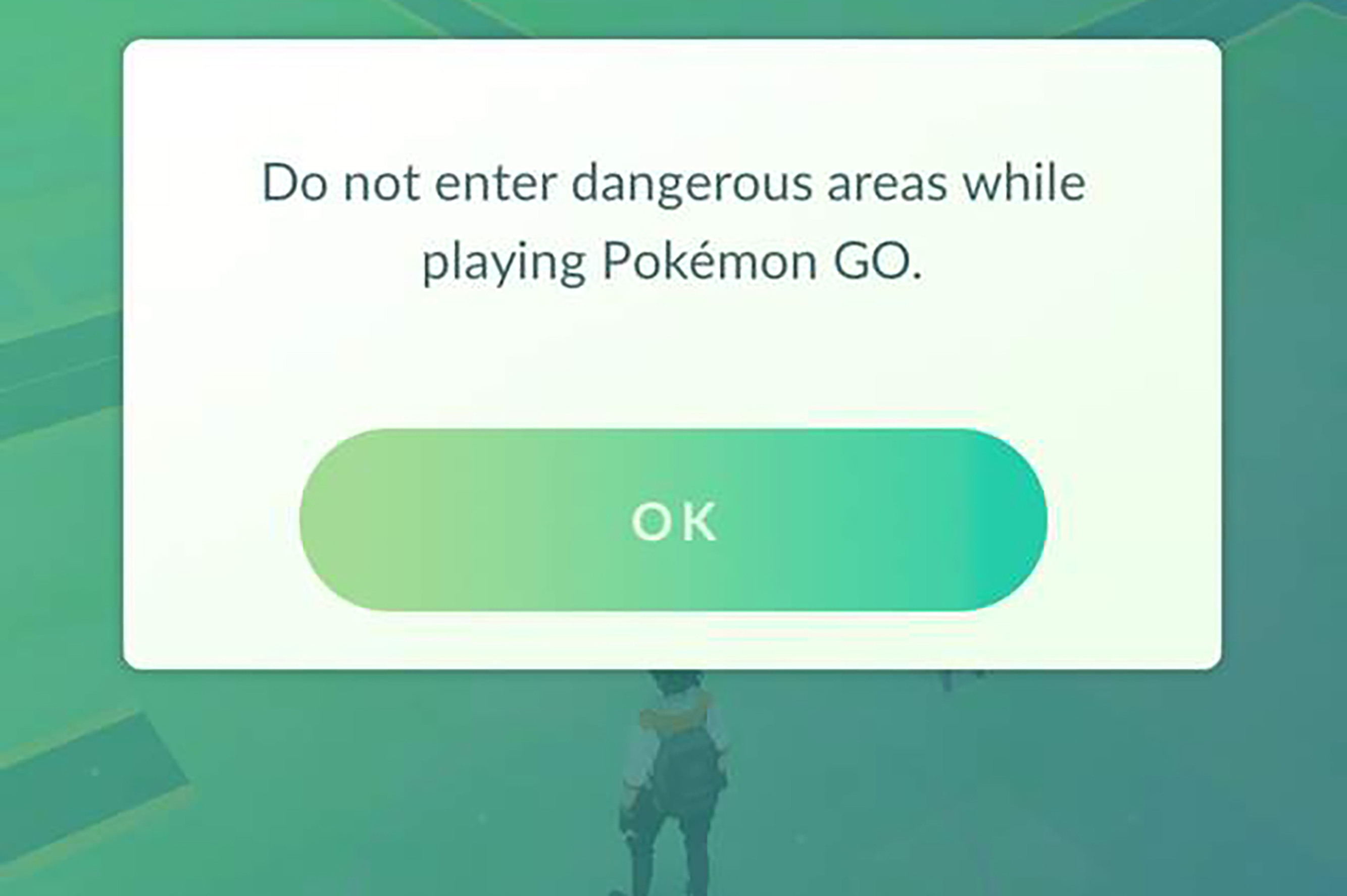 《Pokémon Go》遊戲中顯示警告玩家不要拿自身生命開玩笑(圖片來源/Pokémon Go)