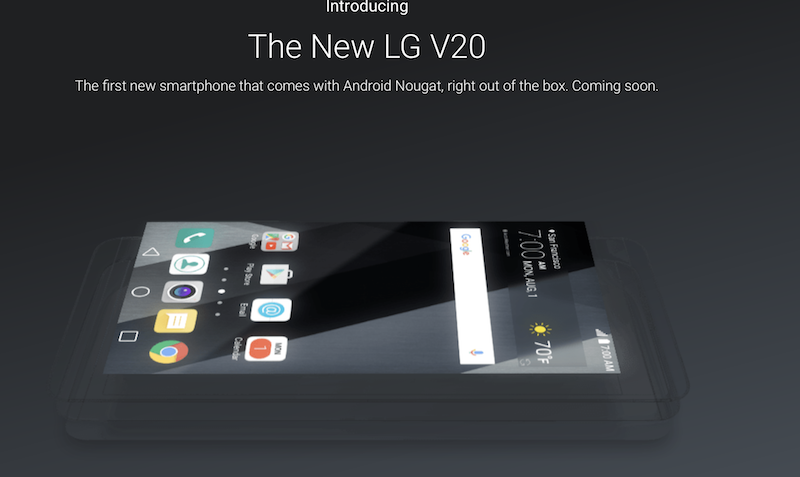 首款搭載 Android 7.0 的新機將會是 LG 在 9 月 6 日發表的 V20 新機（圖片來源／擷取自 Android 官網） 