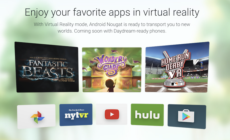 新的 Daydream VR 平台，可能是未來 Android 高階旗艦手機的標準功能（圖片來源／擷取自 Android 官網） 