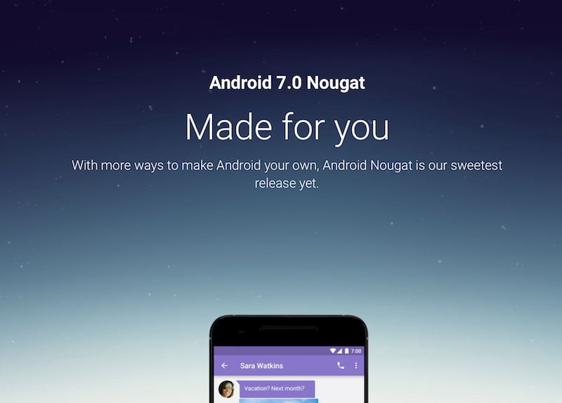 Google 昨日早上正式釋出最新的 Android 7.0 作業系統(圖/擷取自 Android 官網)