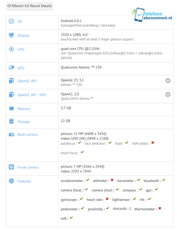 國外網站《telefoonabonnement》所揭露的 Xperia X Compact GeekBench 規格畫面截圖(圖片來源/擷取自 telefoonabonnement 網站)