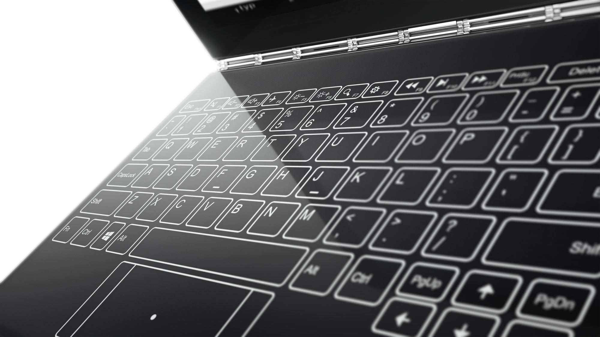 Yoga Book 採用一整塊觸控螢幕做為鍵盤(圖/Lenovo)