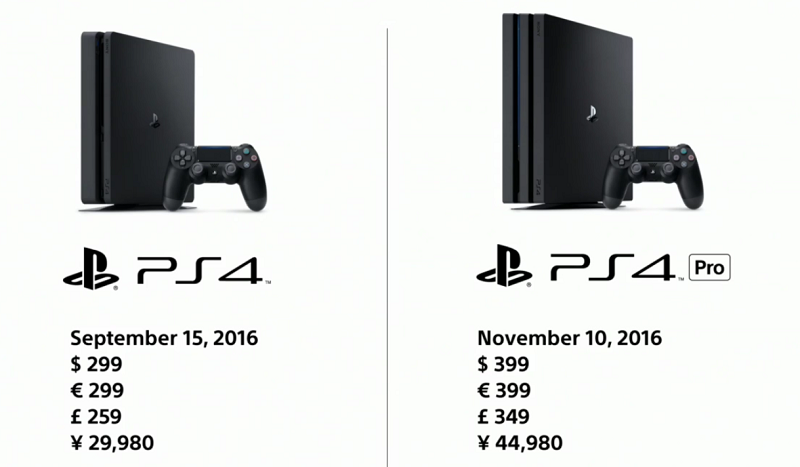 PS4 Slim（左）與 PS4 Pro 售價（圖／Sony）