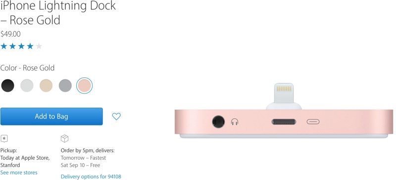 Lightning Dock 底座提供一個額外的 3.5mm 耳機孔（圖／Apple）