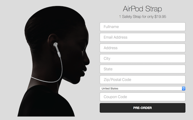 目前的預購價為 19.95 美元,但目前並不是真的!!(圖片來源/擷取自 airpodstrap 官方頁面)