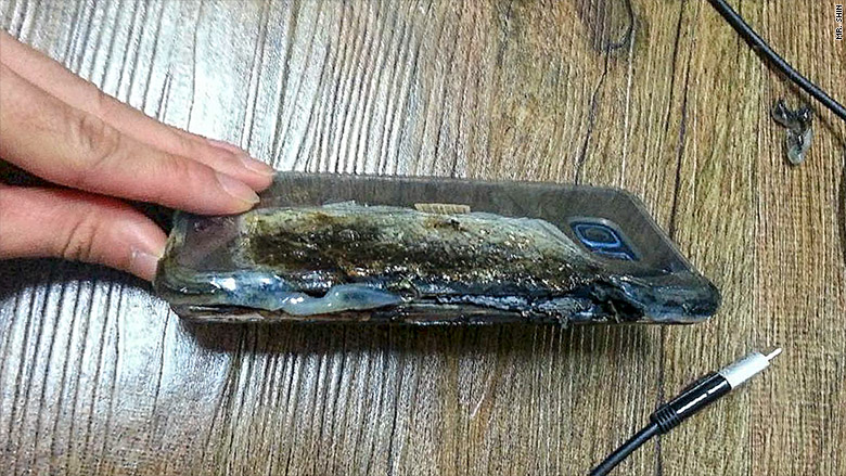 Galaxy Note 7 在美國引起多起火燒車意外(圖/CNN)