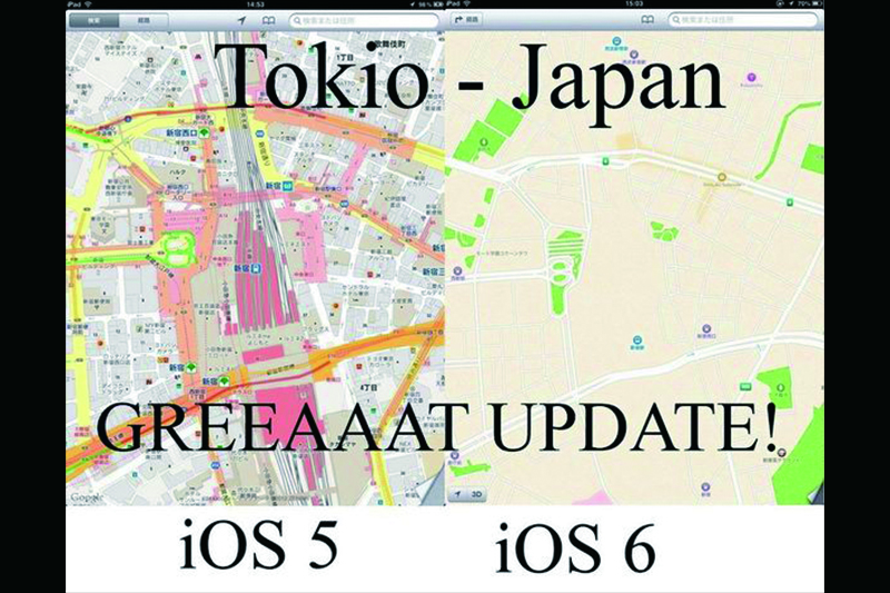當年網友紛紛調侃 Apple Maps 是一款失敗的「大作」。(圖片來源/itsagadget)