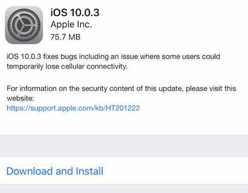 iOS 10.0.3 更新釋出（圖／9to5mac）