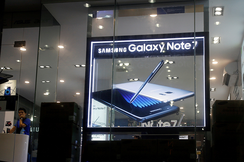 已經遭停賣的 Galaxy Note 7。(圖片來源/路透社)