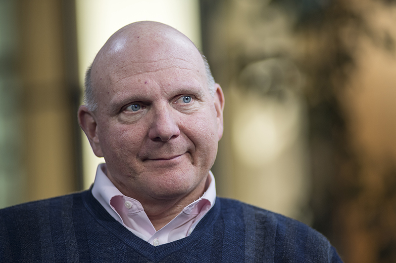 微軟前執行長 Steve Ballmer 接受彭博社的採訪。(圖片來源/彭博社)
