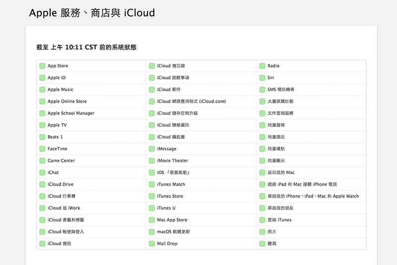 目前所有服務都已經恢復正常。(圖片來源/Apple)
