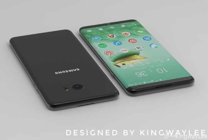 中國微博用戶 @KingwayLee 根據已知的 Galaxy S8 傳聞,自行設計了該手機的概念圖(圖片來源/擷取自BGR)