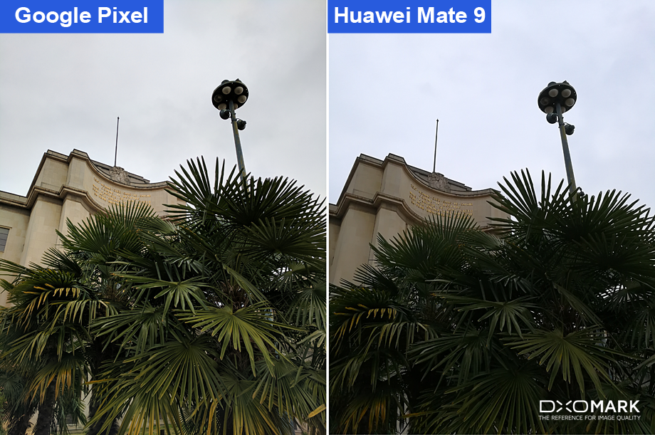 目前得分最高的 Google Pixel 與 Hauwei Mate 9 的拍攝比較(圖/DxOMark)