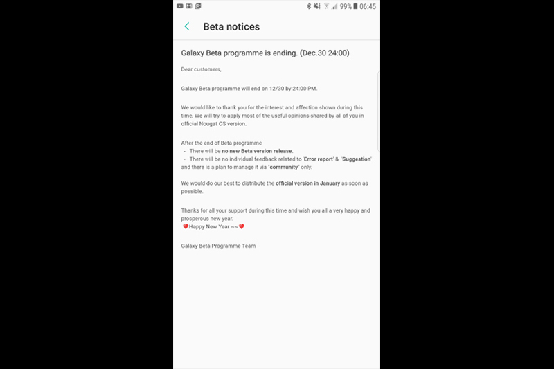三星於通知中表示將會盡快在一月推出更新程序。(圖片來源/BGR)