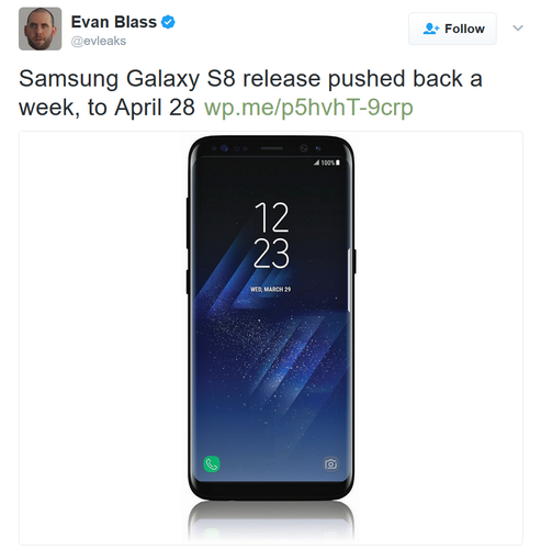 疑似 Galaxy S8 的諜照(圖/擷取自 Evan Blass 推特)