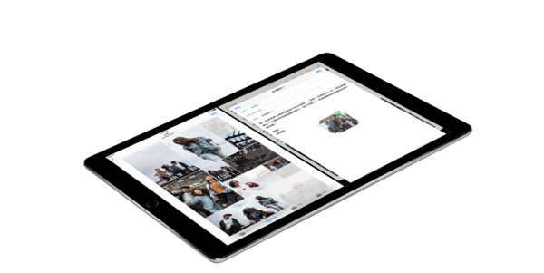 iPad Pro ，可支援「檔案拖曳」全新操作方式。(圖／Apple)
