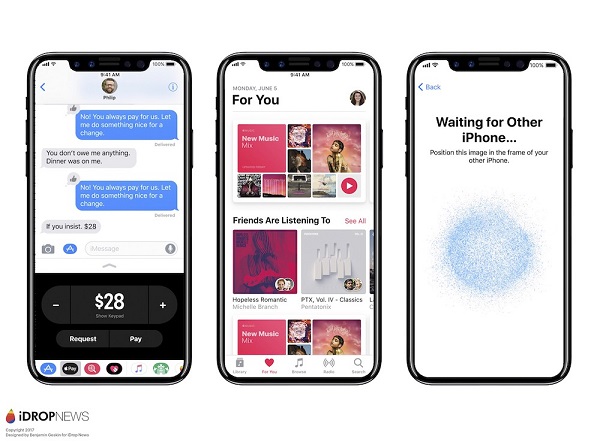 新版iOS 11系統運行於iPhone 8 新機樣貌的渲染圖。(圖/擷取自 iDrop News)