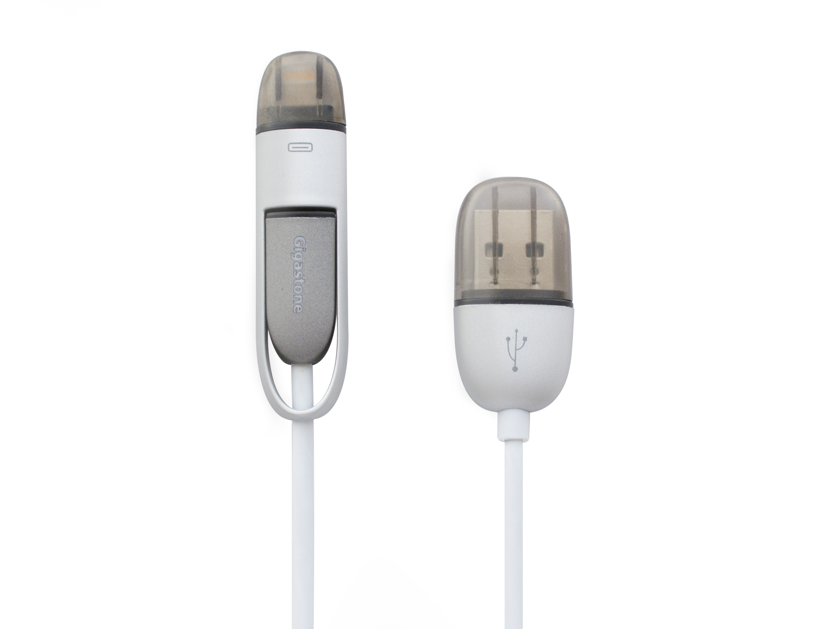 Gigastone C5600 8pin 二合一充電傳輸線。(圖/遠傳)