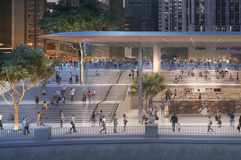 芝加哥 Apple Store 在裝潢上可以看出 Apple 的苦心,最令人眼前一亮的,變是像一台「巨大的」Macbook Air 模型。(圖片來源/Chicago Tribune)