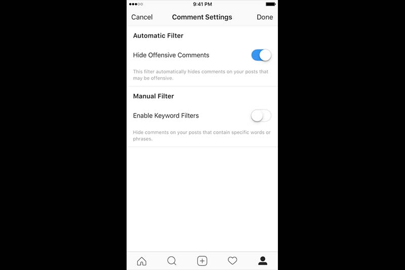 Instagram 添加全新的留言過濾選項。(圖片來源/Instagram)