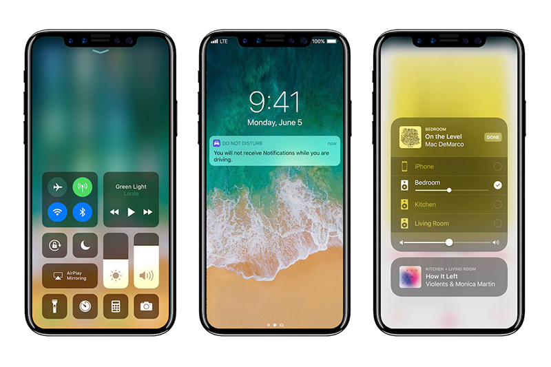 外國設計師所設計 iOS 11 在 iPhone 8 上的運作圖。(圖片來源/Mac Rumors)