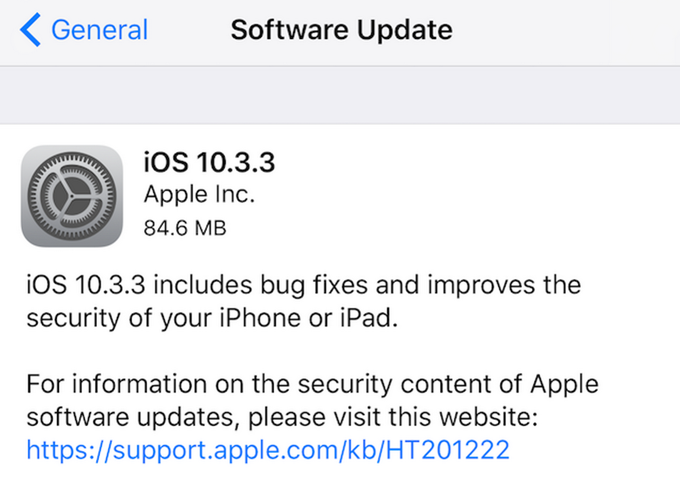 蘋果發布 iOS 10.3.3 正式版。(圖擷取自PhoneArena)