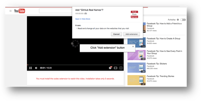 假冒YouTube(圖翻攝自ZDNet)