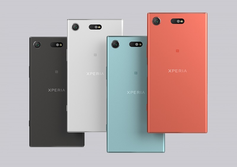 Xperia XZ1 Compact全系列新機有霧夜黑、皓雪銀、湖水藍、幻月粉四色。(圖Sony)