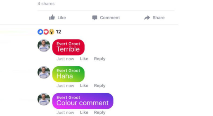 Facebook 回覆留言框新增底色的功能,正在進行測試中。(圖翻攝自TheNextWeb)