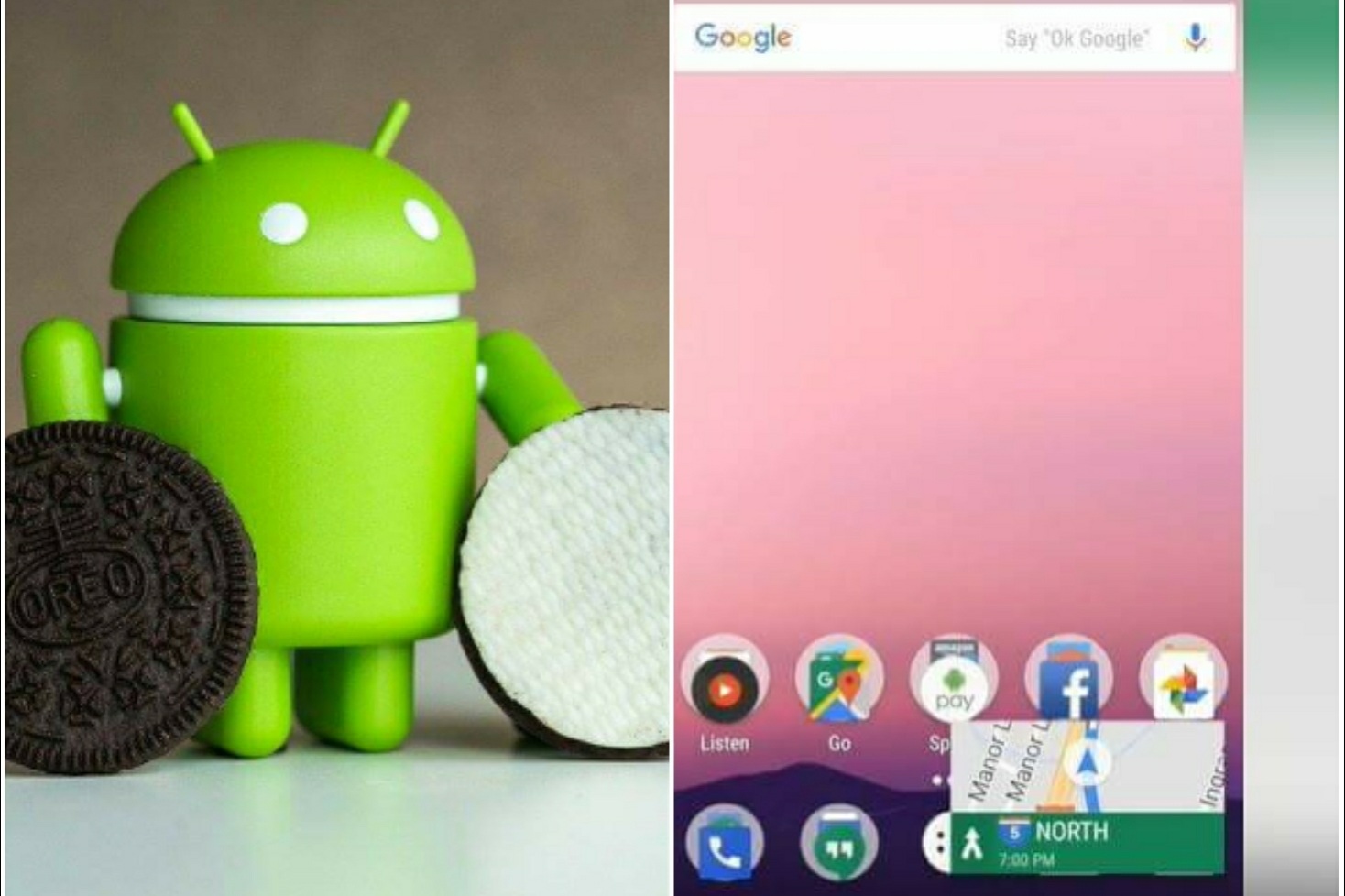 手機升級到Android 8.0系統後,將可體驗到Google Maps內建子母畫面的全新操控模式。(圖翻攝自AndroidPolice、編輯合成)