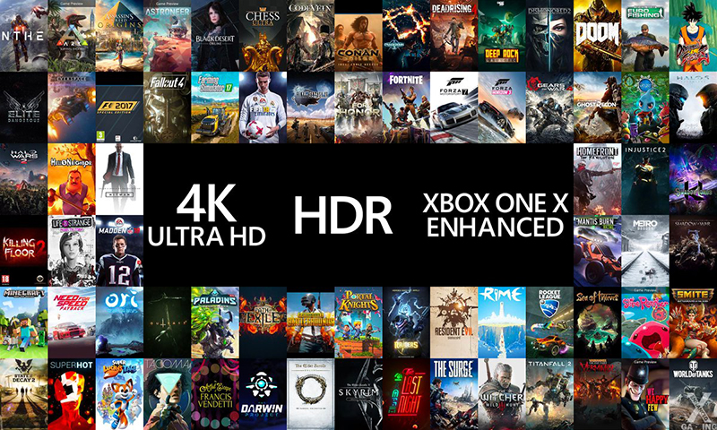 只要符合「Xbox One X Enhanced」標誌的遊戲都能享受真實 4K 畫質與 HDR 的提升。(圖片來源/GearNuke)