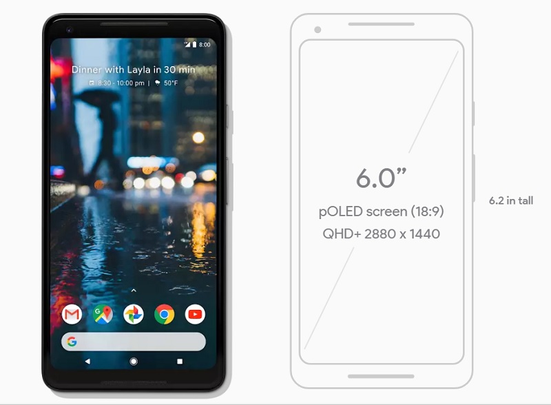 6吋的Pixel 2 XL(圖翻攝自Google Stroe官網)