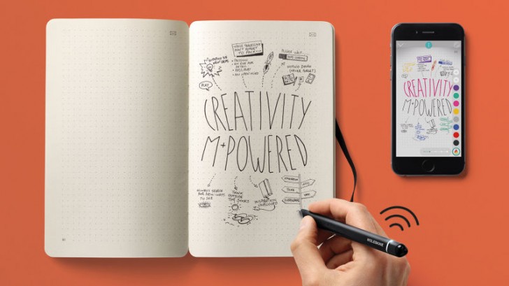 義大利品牌 Moleskine 先前曾推出智慧筆記本套裝組合,自家研發的 Livescribe 智慧手寫筆,可把手寫於筆記本上的文字記錄,自成功轉成數位檔案,儲存在手機或平板裝置上。(照片翻攝自GSMArena)