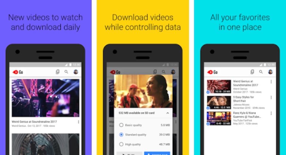 「YouTube Go」僅提供3種解析度下載:最低畫質 144p、標準畫質 360p與 HD畫質 720p。(圖翻攝自Google Play商店)