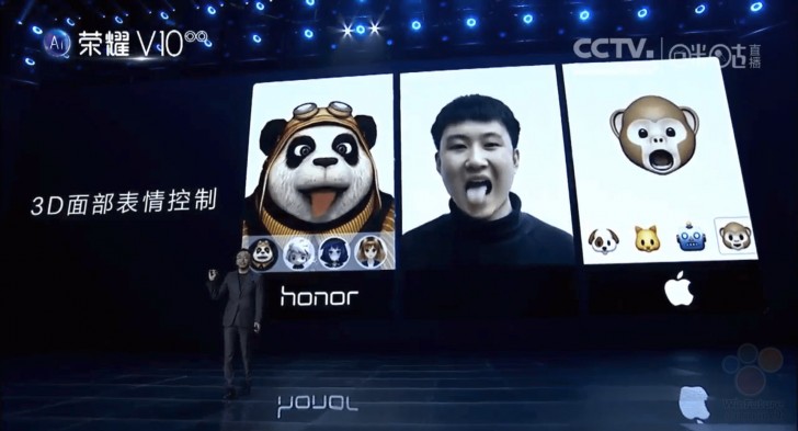 華為在會中也直接與 Animoji 比較(圖/翻攝自 Gsmarena)