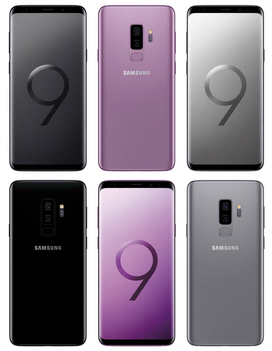 Galaxy S9、S9 Plus傳出將有鈦灰、紫、藍與黑四種顏色。(圖翻攝自Evan Blass 推特)