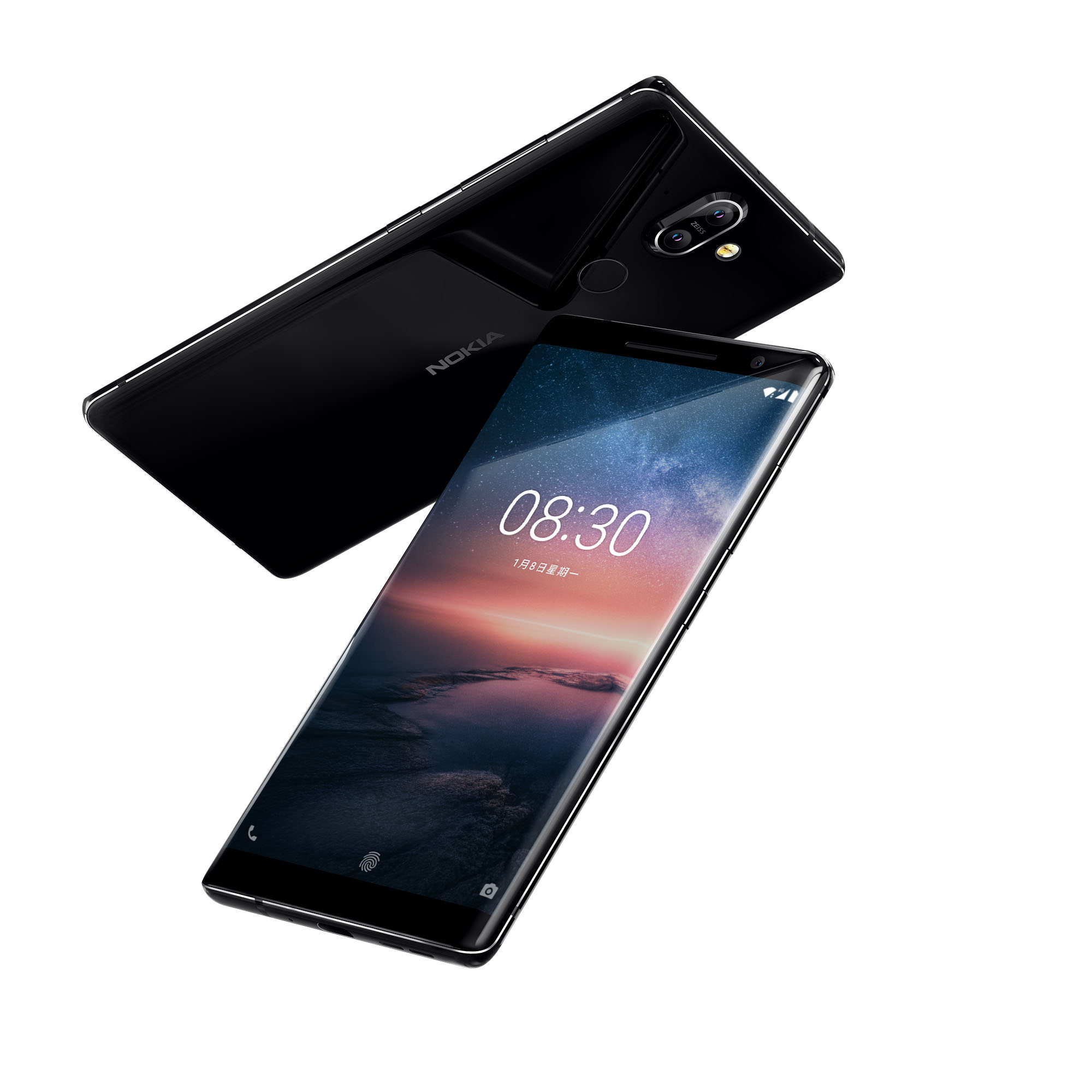 Nokia 8 Sirocco 採用5.5吋pOLED 2K全螢幕,高通S835處理器,內建6GB RAM,配置128GB 容量,前後三顆蔡司認證鏡頭,全球建議零售價為749歐元,約合台幣 27,560元。(圖片來源 Nokia)