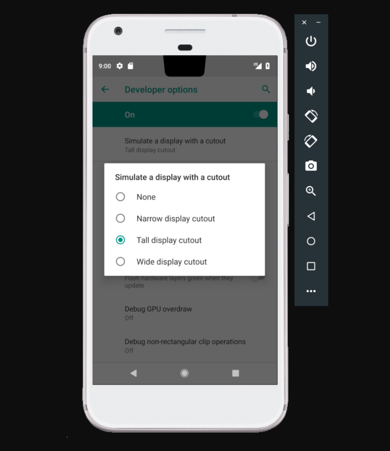 因應今年大量「劉海」新機的推出,代號「 Android P」的全新作業系統版本,提供多種可消除劉海黑邊的螢幕顯示模式。(圖翻攝自The Verge)