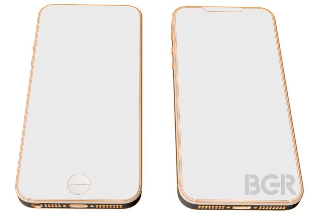 圖左為 iPhone SE、圖右為疑似2代iPhone SE 設計草圖於網路流出。（圖／翻攝自BGR）
