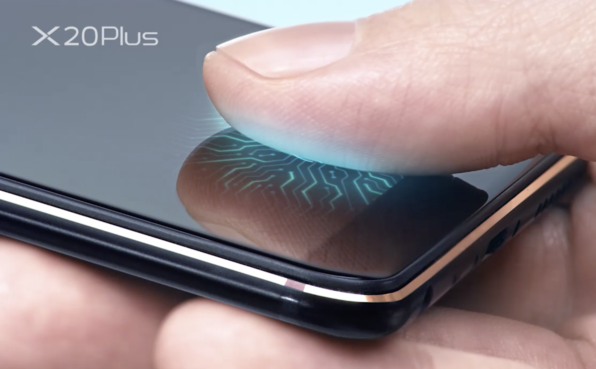 圖為第一款採用螢幕指紋感測的智慧型手機「Vivo X20 Plus」。(圖/翻攝自 Vivo 官網)