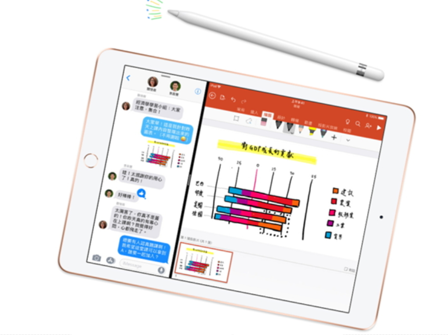 蘋果正式發表2018新款9.7吋iPad 搭配 Apple Pencil。(圖片來源/蘋果)