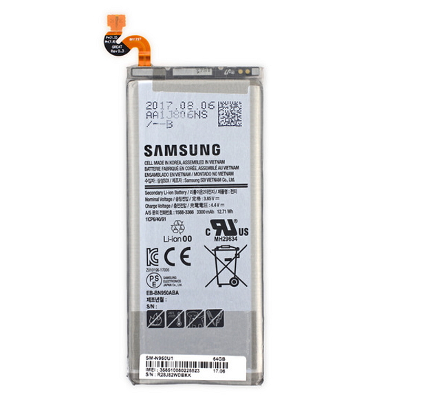 Note 8 電池容量為3300mAh(圖/iFixit)