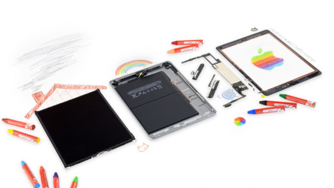 可支援Apple Pencil的2018新款 9.7吋iPad，電池規格和前代iPad一樣，電池容量皆為32.9Wh。（圖翻攝自iFixit)