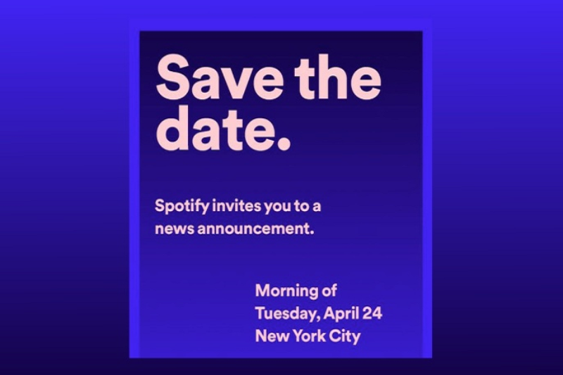 Spotify 四月發表會邀請函。(圖片來源/Phone Arena)